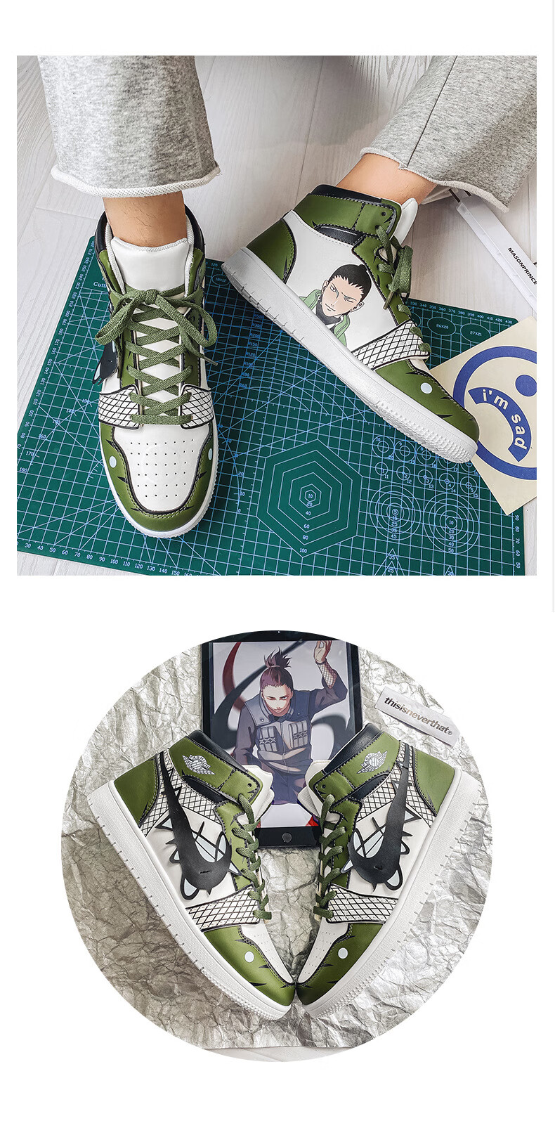 耐克nike动漫联名火影忍者aj男鞋奈良鹿丸青少年学生空军一号高帮潮鞋