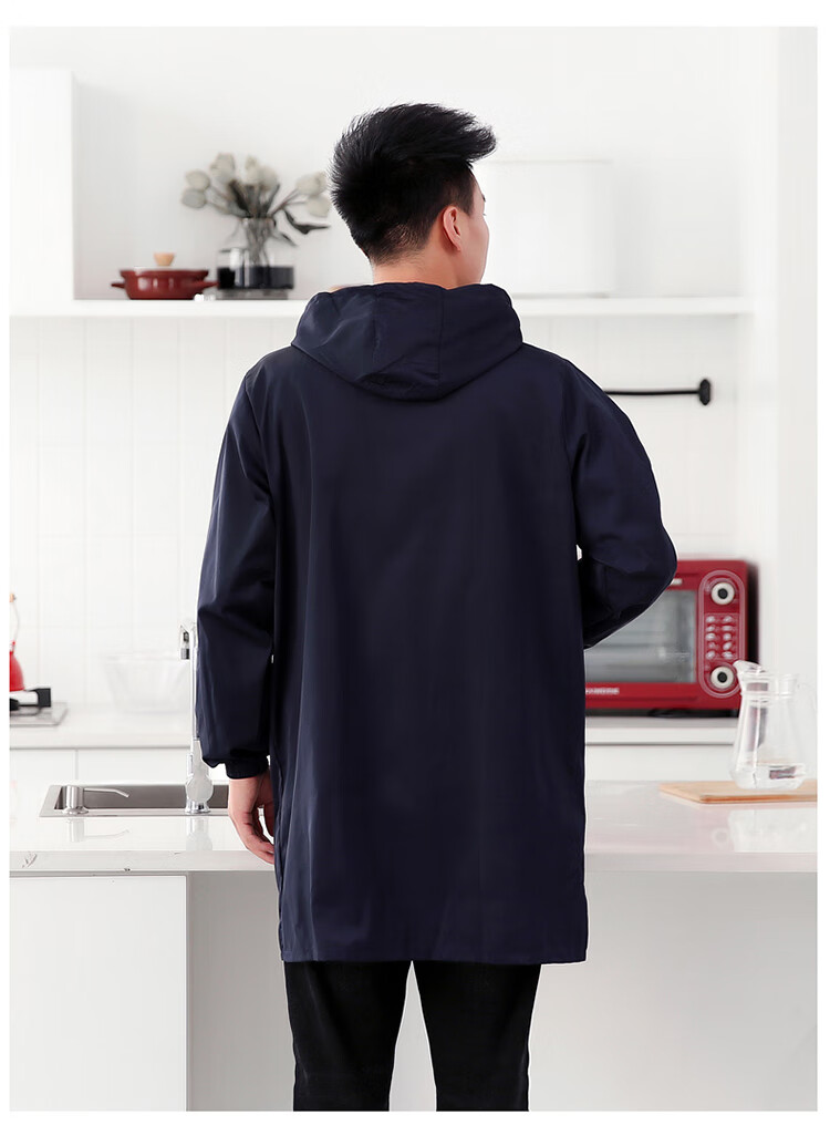 男士防水罩衣大人时尚工作服外套家用厨房防油冬长袖围裙定制loo黑色