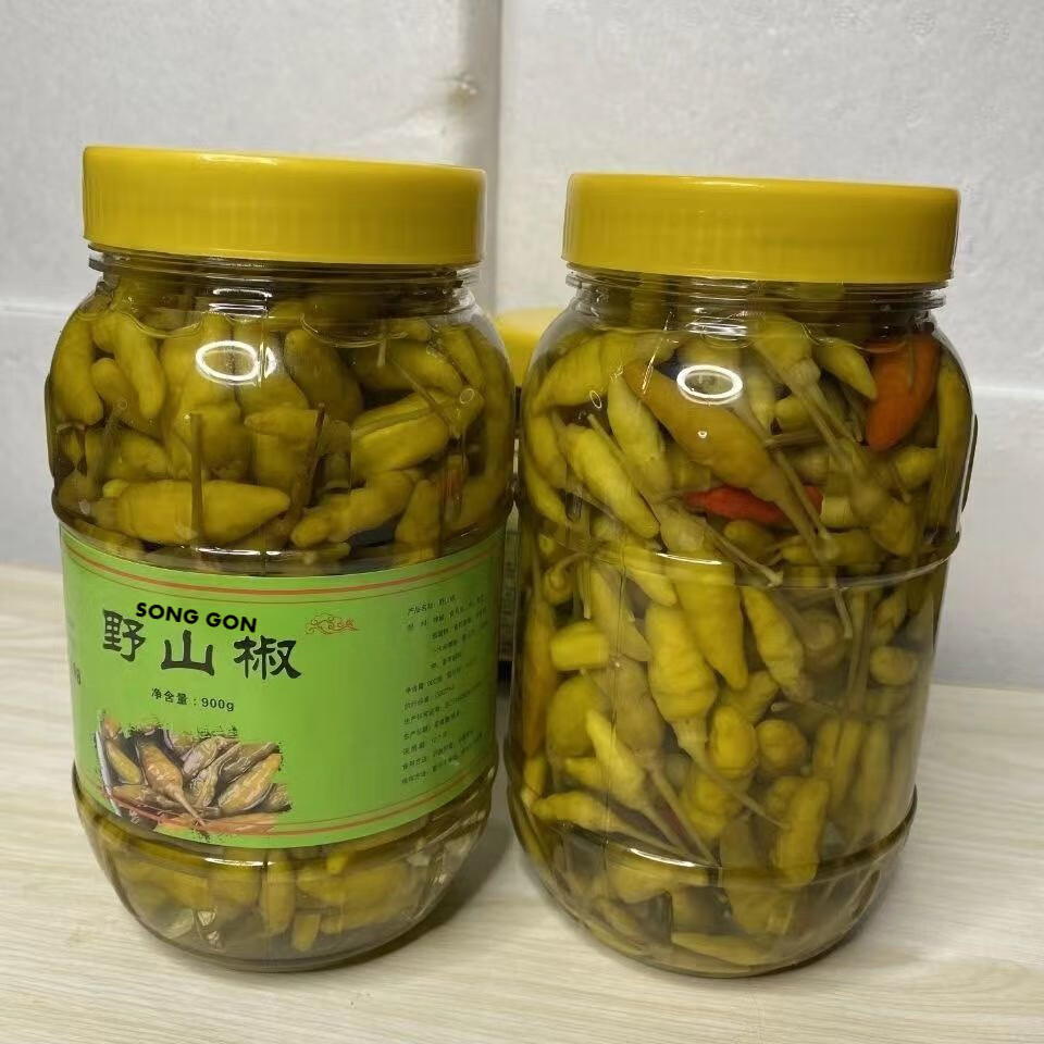 晨臻 广西特产泡椒酸甜口泡辣泡椒凤爪泡辣椒超辣椒瓶装900g 野山椒