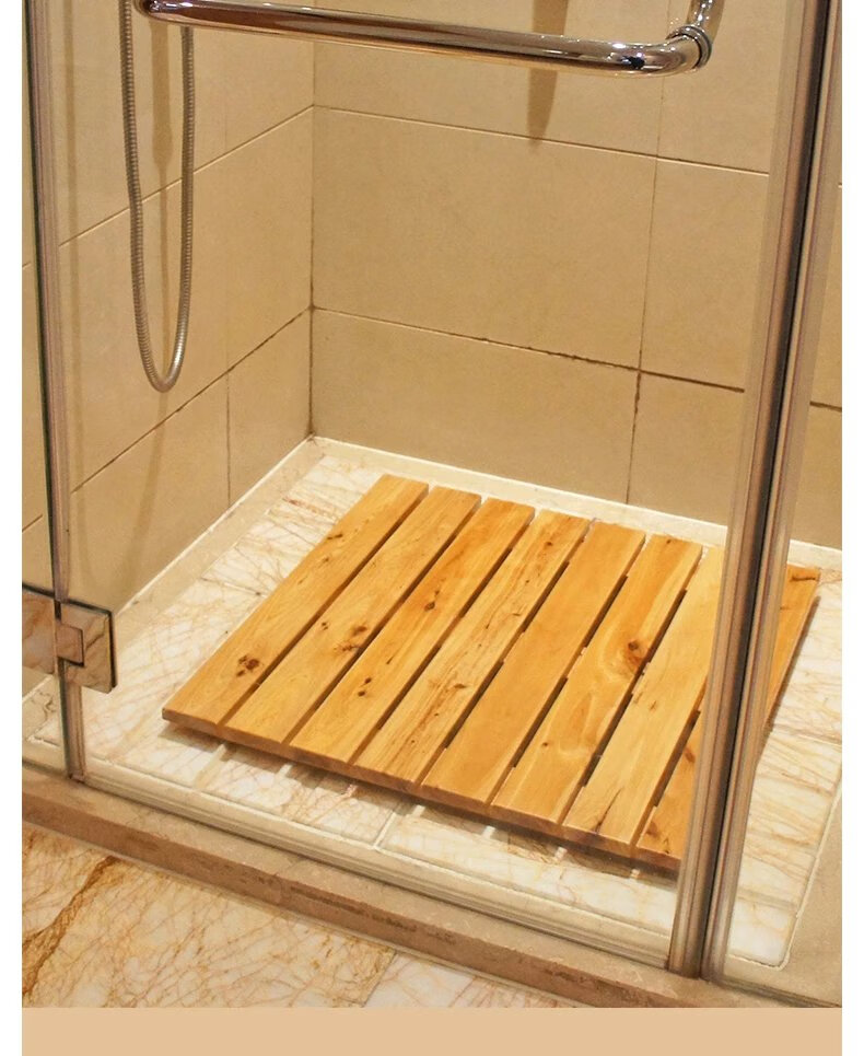日式淋浴房防滑脚踏板 尚田日式卫生间淋浴房木防腐香柏木地板防水