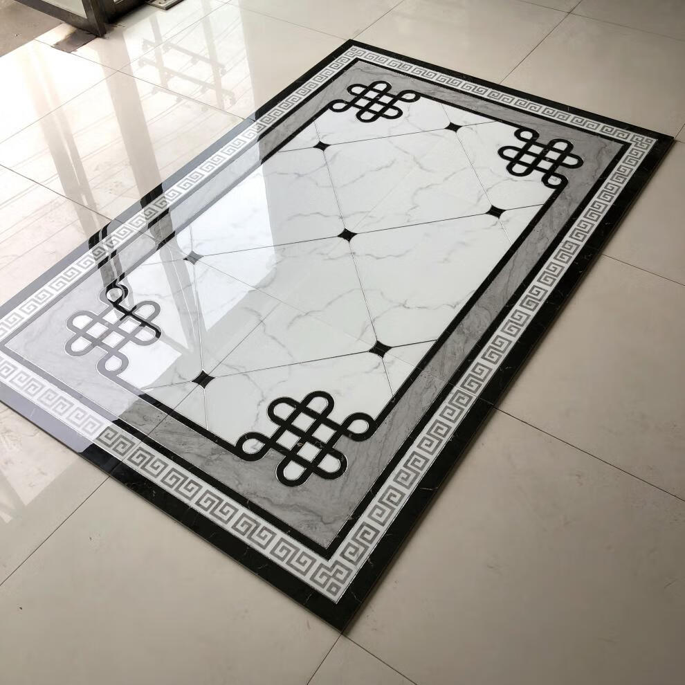 走廊过道瓷砖拼花地砖新中式客厅玄关抛晶砖入户门仿水刀拼图地板 1.