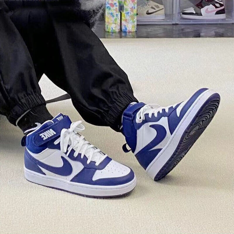 nike耐克aj鞋中帮牛仔街舞小aj小黑曜石午夜蓝白休闲鞋cd7782-108