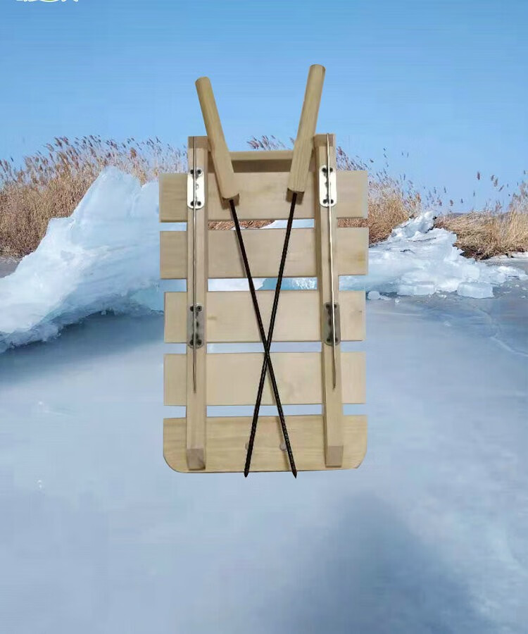 十二时慢喜力和真 亲子冰车小孩滑冰车冬季户外自制实木质雪橇爬犁东