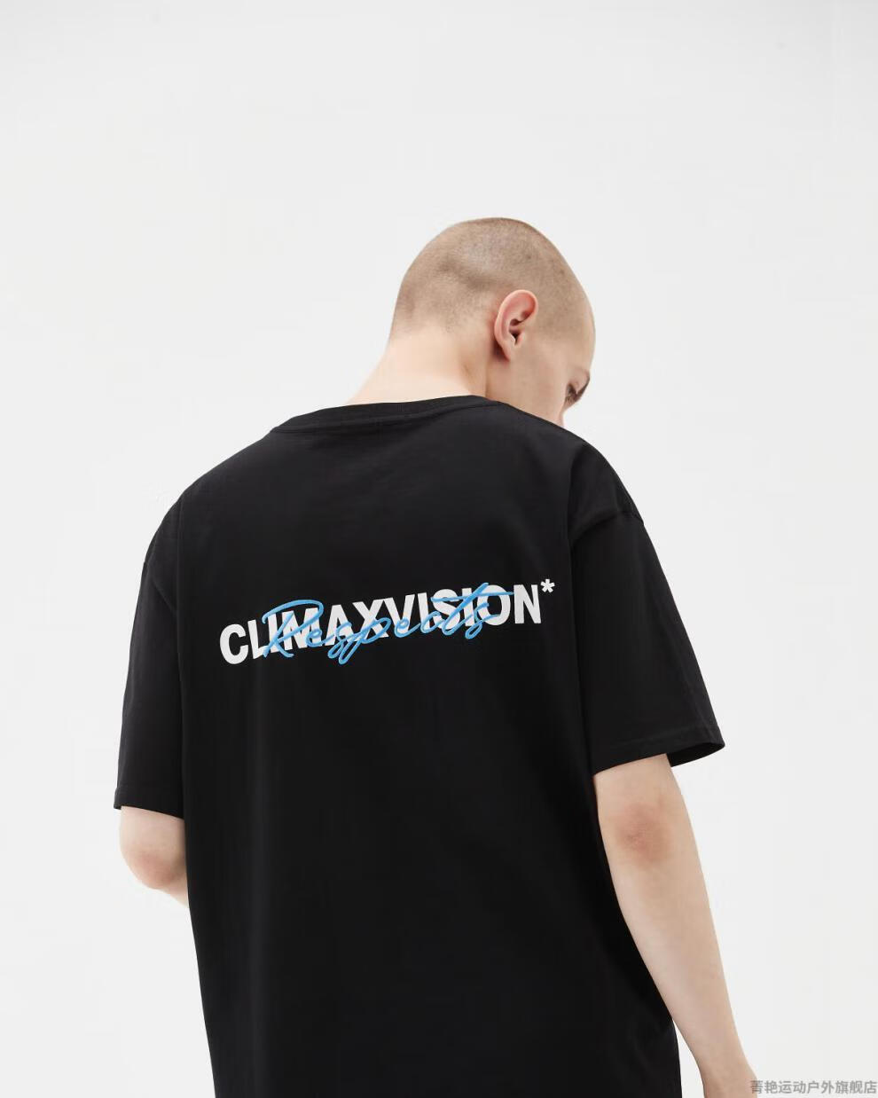 climaxvision印花logo印花简约休闲t恤短袖高街情侣tee潮牌黑白白色s