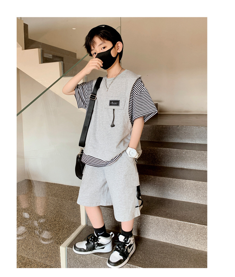 荷棠梦小学生衣服男套装12岁儿童夏季套装男童2022新款11岁男孩夏装10
