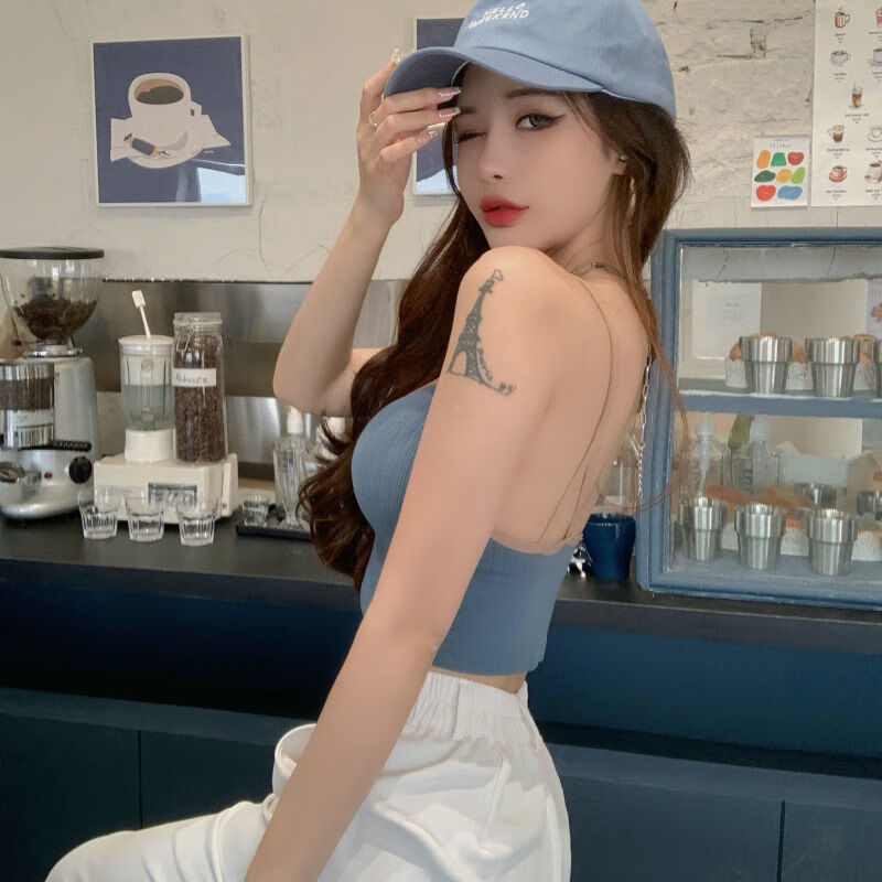 性感吊带性感深v拉链背心女设计感时尚内搭带胸垫紧身显瘦小吊带外穿