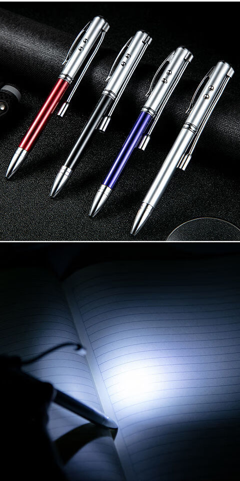 多功能强光手电筒远射小型超亮激光笔灯迷你学生宿舍验钞灯黑色外观