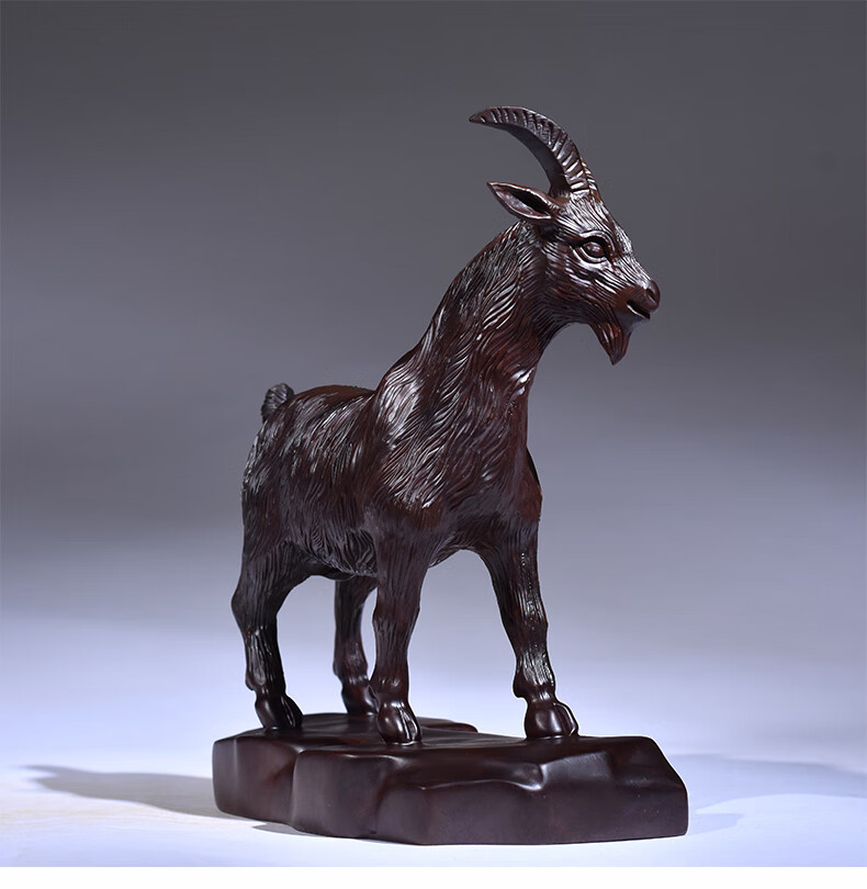 羊摆件十二生肖木羊红木家居客厅装饰红木工艺品开业送礼精雕羊高18cm