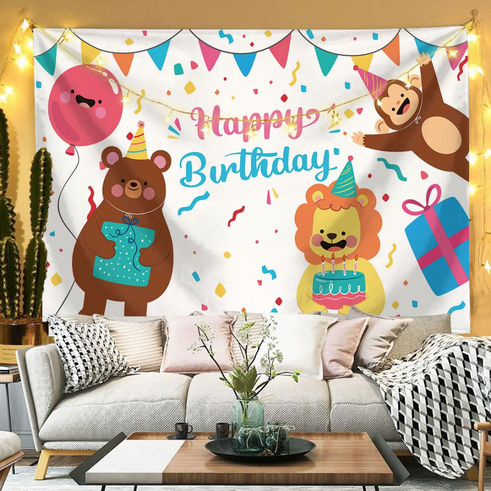 欣皇家居优选可爱卡通生日装饰布男孩女孩生日派对布置ins风网红拍照