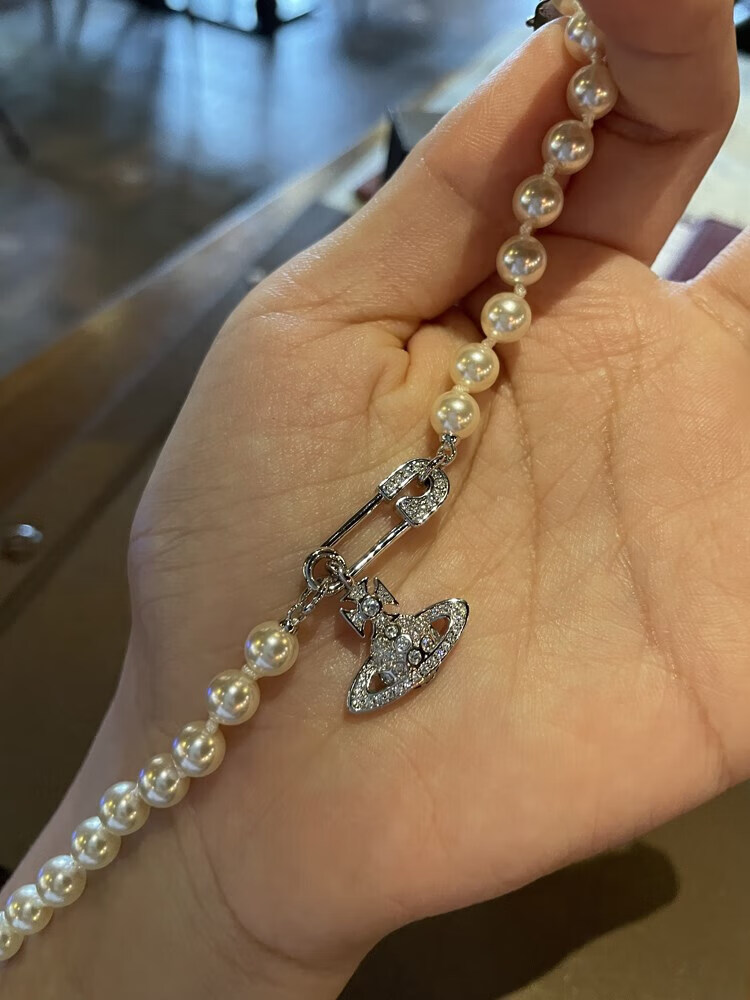 别针手链新款土星珍珠西太后手环可调节施华诺珍珠小众欧美风 金色