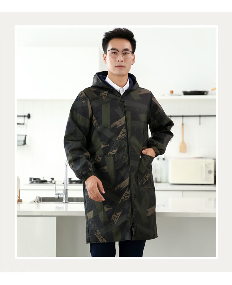 超大码罩衣工作服长袖大褂男冬季男士罩衣工作服防水防油加厚款加绒带