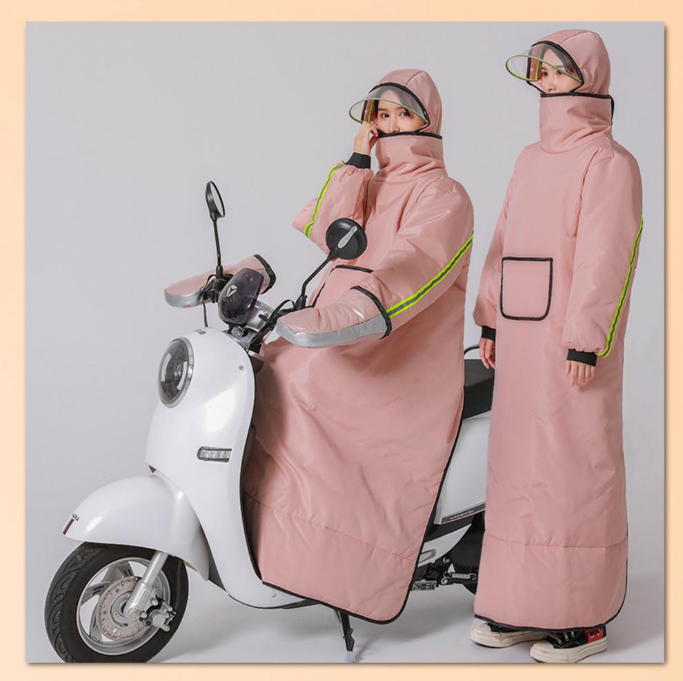 骑行服电动摩托车加绒加厚挡风衣电瓶车挡风衣加大挡雨卡通车衣防风雨