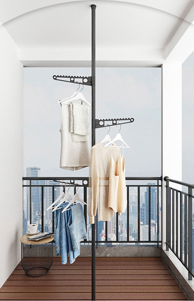 顶天立地晾衣杆 顶天立地晾衣架阳台落地伸缩杆室内加粗加厚立杆置地