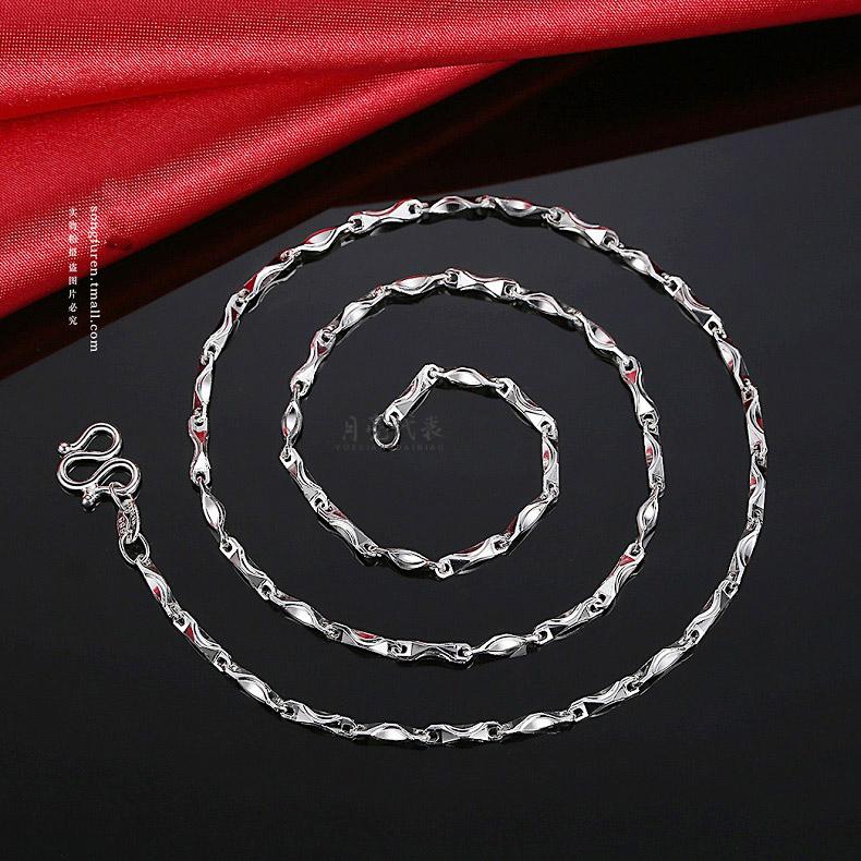 老凤凰银项链999足银女男士足银情侣锁骨链无吊坠银饰品简约情人节