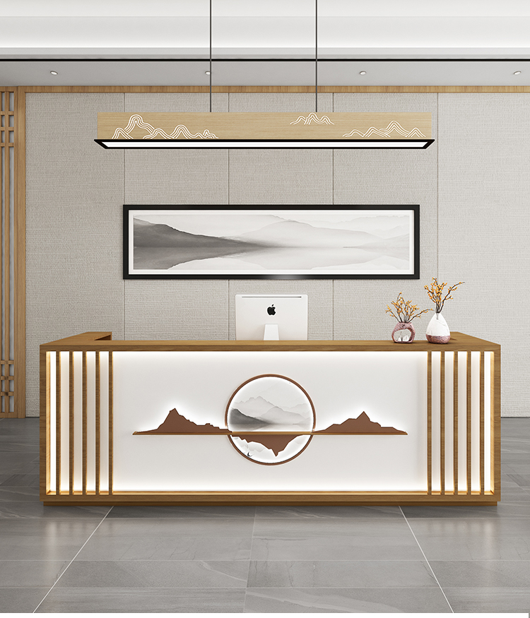 辉导新中式古小型店铺收银台柜台足疗养生采耳美容店吧台前台接待自然