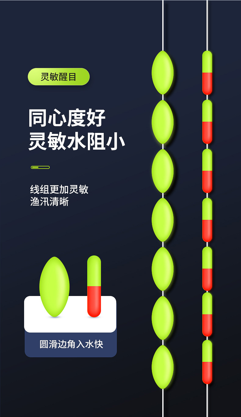 漂豆七星漂红黄双色荧光黄传统钓鱼浮漂浮子鱼漂橄榄形圆柱形鱼漂渔具