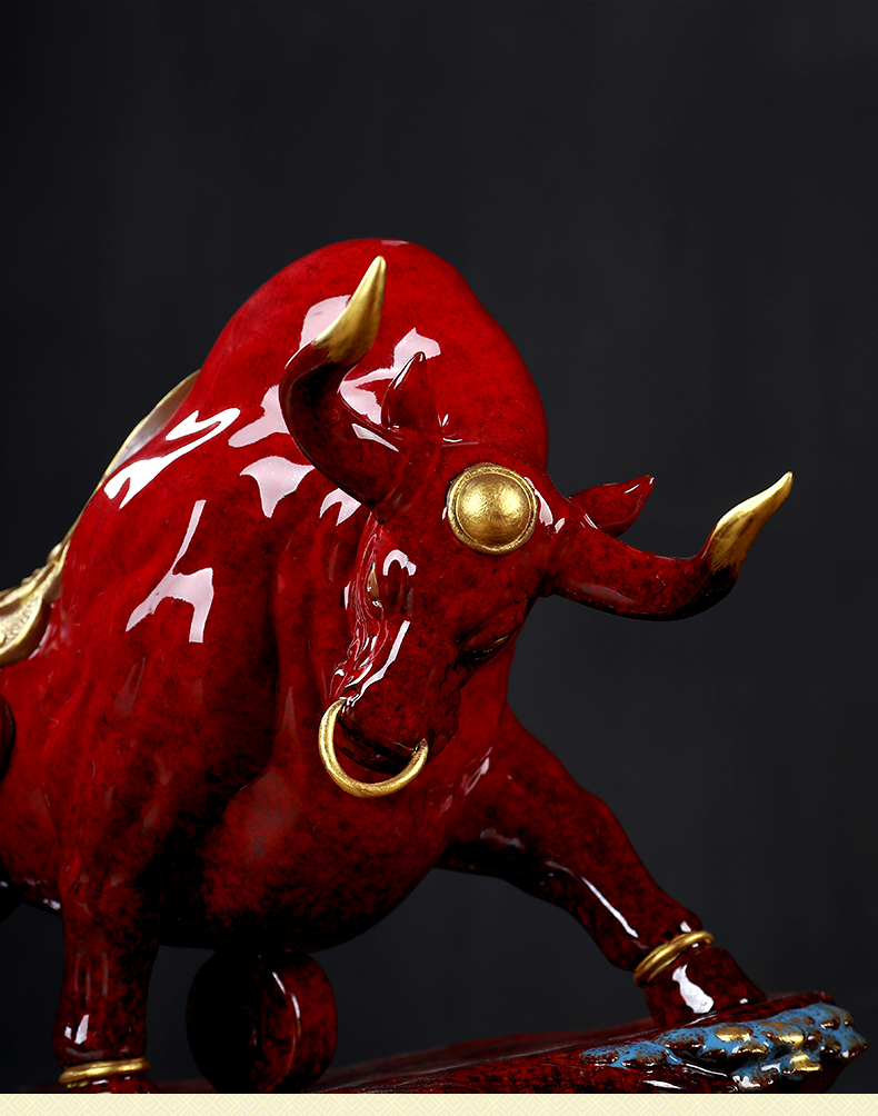 60新款礼品 运势如虹陶瓷牛摆件客厅牛装饰办公室工艺品牛气冲天