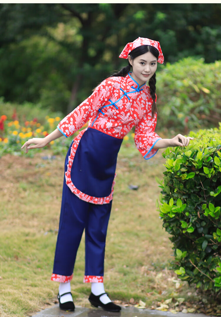 西牧宾民国学生装 新款村姑服装女网红直播农村姑娘衣服客家服饰采茶