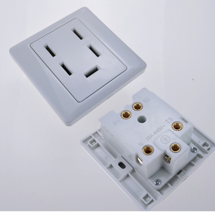 380v三相五孔16a25a工业插座5芯空调插头86型墙壁电源插座440v白色
