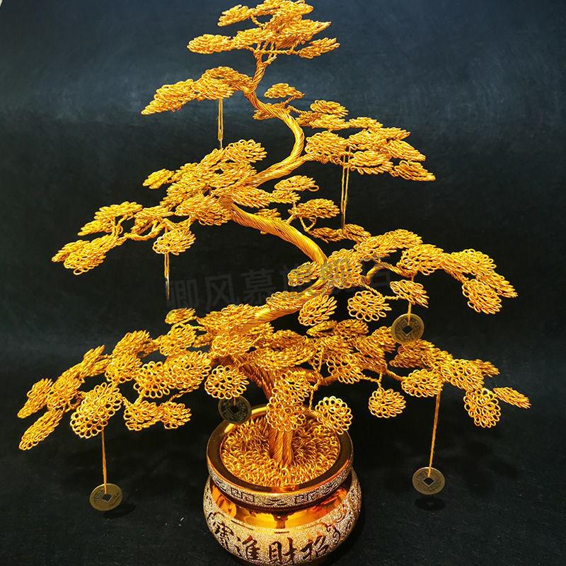 铜丝发财树手工铜丝摇钱树手工铜丝发财树创意金属丝编织手工艺品自制
