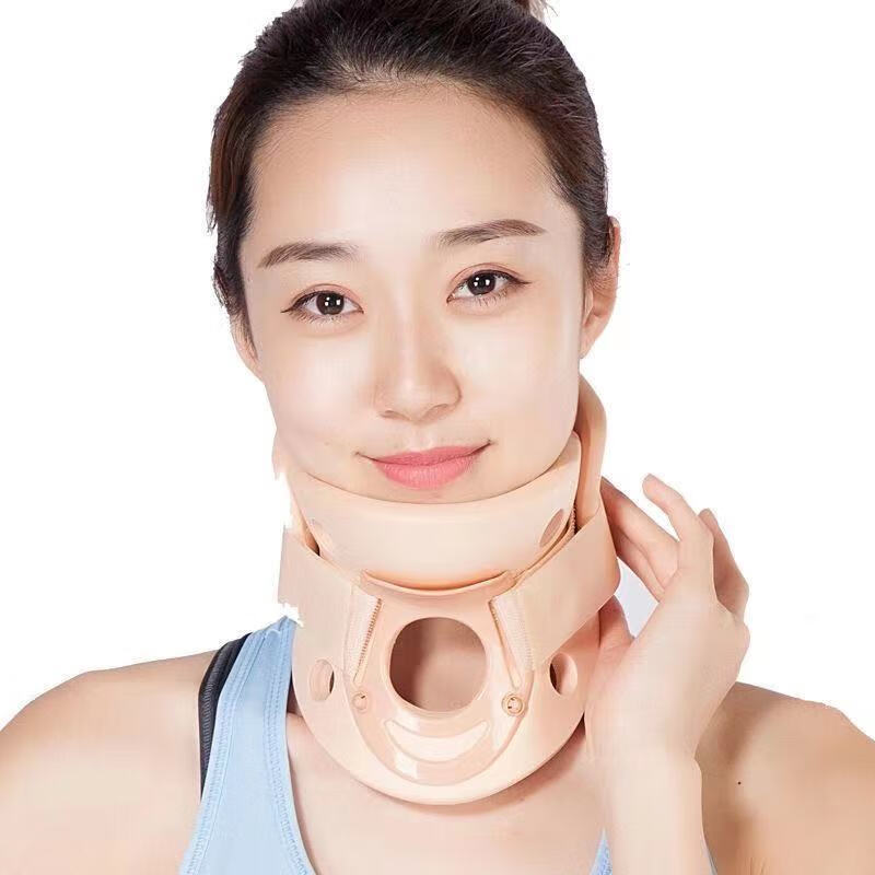 医用颈托护颈带颈椎牵引器脖套 肤色 带喉孔 成人小码(适合体重80-120