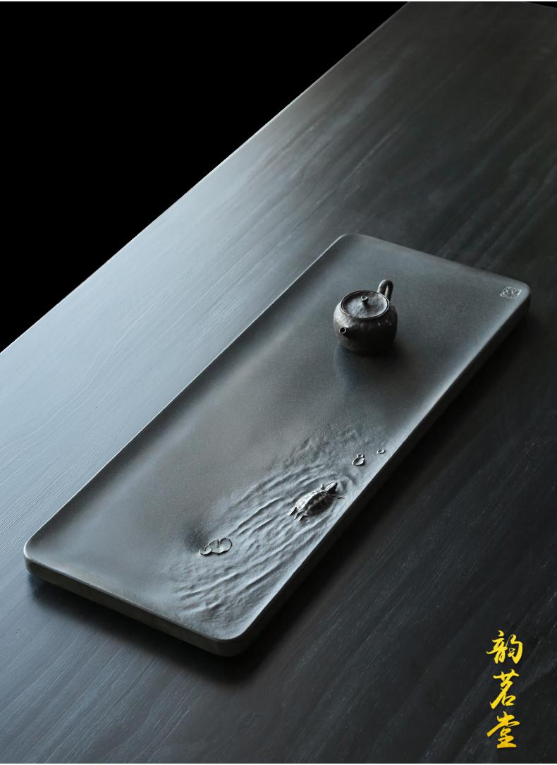 韵茗堂大师手作雕刻艺术茶海家用简约排水功夫茶托茶台卧室乌金石茶盘