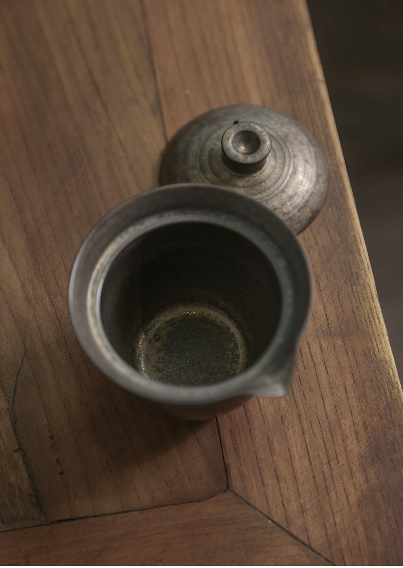 尚行知是原矿铁釉手拉胚手抓壶盖杯日式金属釉功夫茶具泡茶壶手工铁釉