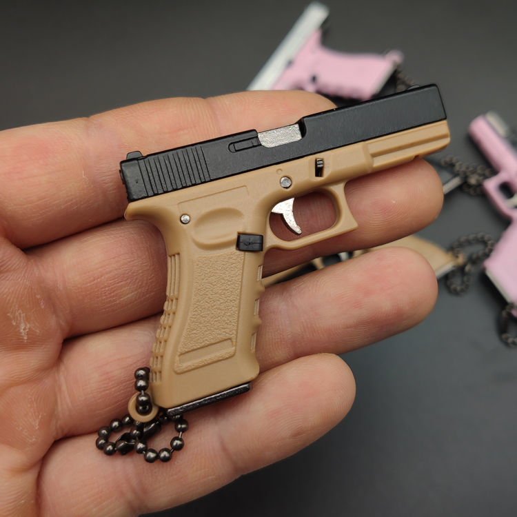 格洛克17迷你微缩小13模型枪仿真玩具手抢钥匙扣不可发射和抛壳预售银