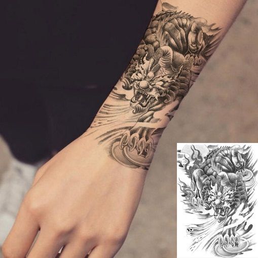 芭雅莲般若纹身贴刹车印防水纹身贴传统般若艺男女逼真花臂小腿手臂