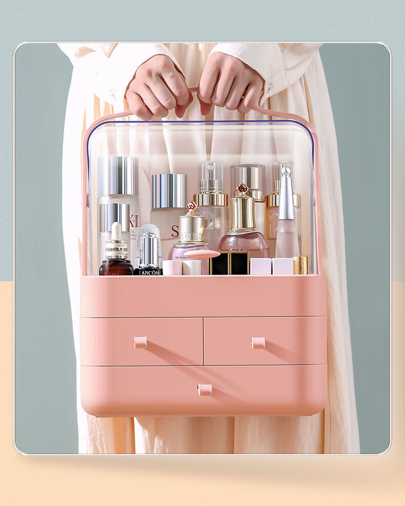 化妆师专用化妆箱防尘口红整理盒梳妆台护肤品面膜置物架新疆360度