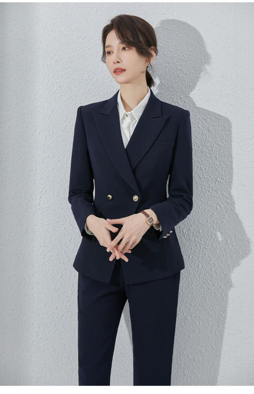 诗璐雅高端职业西装套装女春韩版干练教师面试正装置业顾问工作服黑色