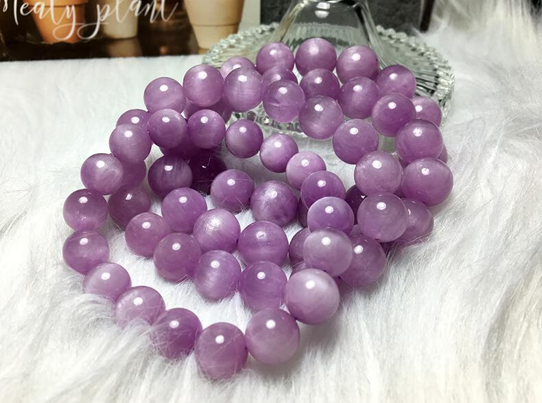 大艳单圈猫眼石手串女薰衣草紫色水晶实用紫粉锂辉石送人天然紫锂辉