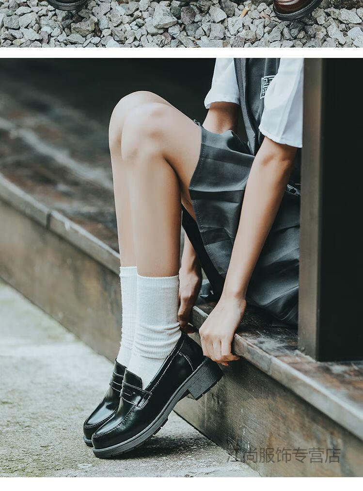 日系jk鞋子21新学院风赫本乐福鞋春秋季小皮鞋女基础款制服鞋中跟fga