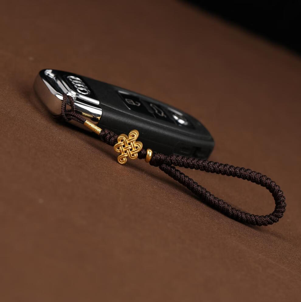 庄梦蝶 999足金貔貅汽车钥匙扣链红绳挂件黄金转运珠男坠挂绳礼品 999