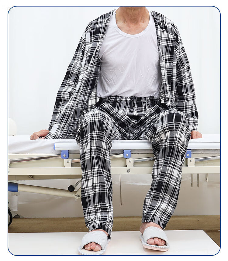 春秋夏季款纯全棉长袖病号服住院服套装男女病人瘫痪卧床老人易穿脱