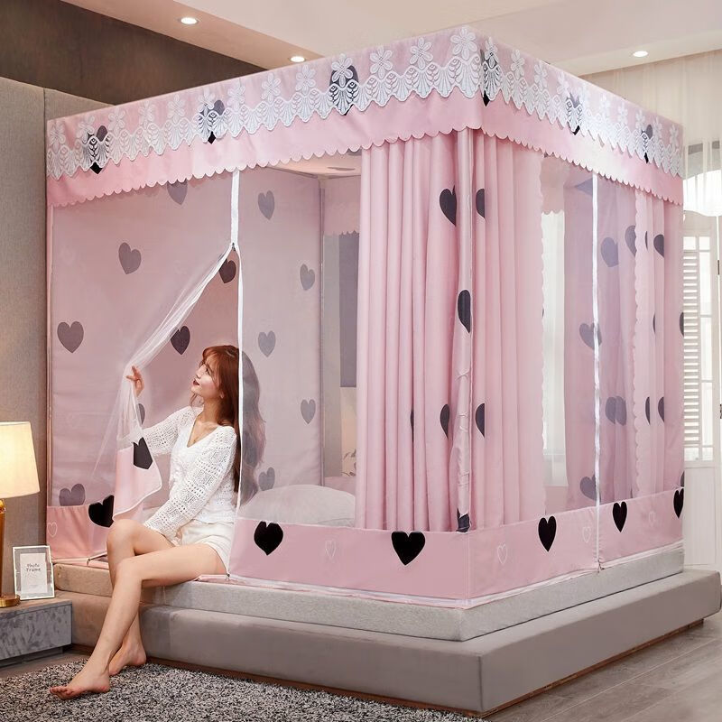 蚊帐床帘一体式家用遮光15米床上蚊帐18米双人床加密蒙古包12m蚊帐