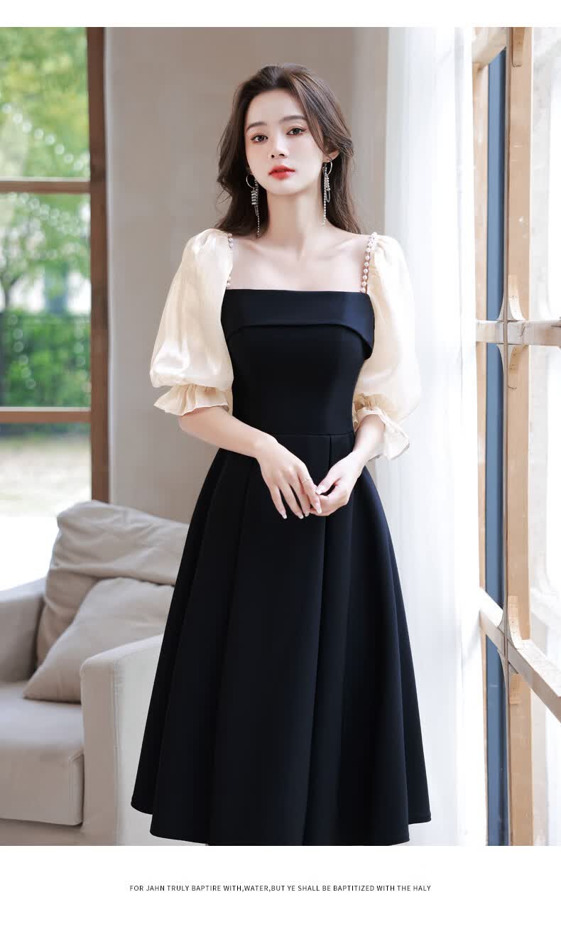 叽歪狗黑色晚礼服女高级感名媛轻奢小众高端法式宴会连衣裙平时可穿