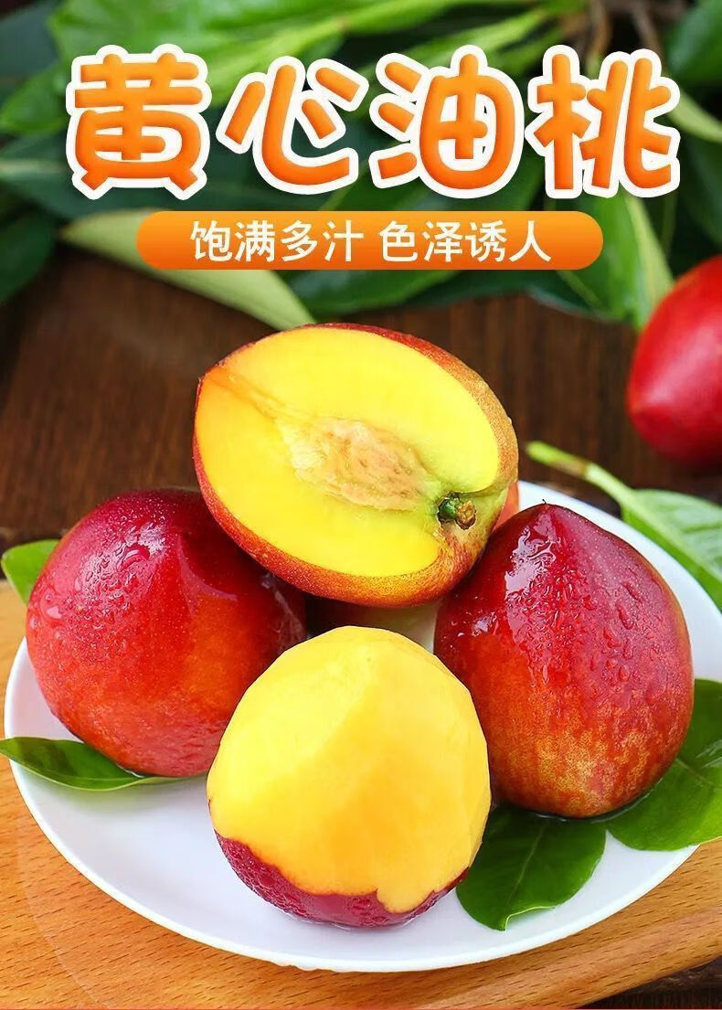 脆甜多汁黄心油桃新鲜水果现摘黄肉油桃1斤小果品尝试吃装老树原生态