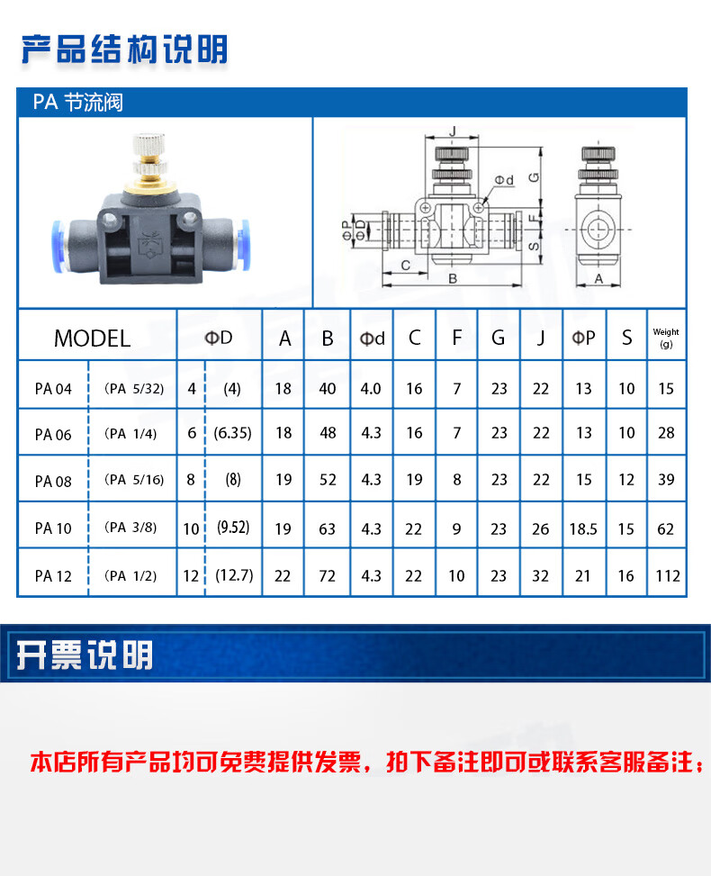 气动气管接头管道节流阀 pa sa lsa4 lsa6 lsa8 lsa10 lsa12 其他规格