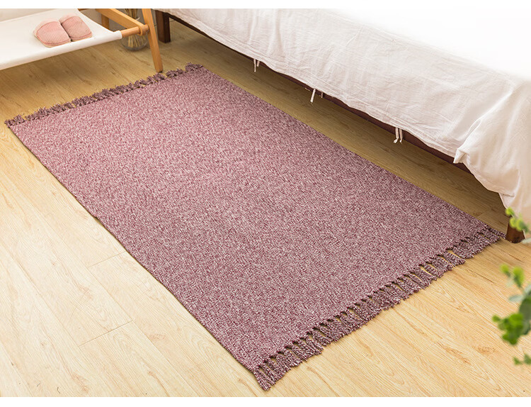 大厅薄地毯客厅日式棉麻编织薄款沙发茶几卧室床边布艺防滑机洗灰色