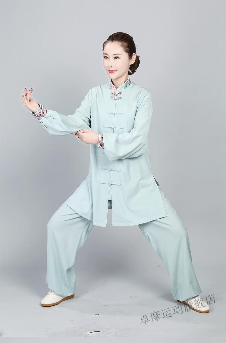 鸿之梦同款汉服太极服鸿之梦太极服女春秋棉麻长袖琵琶扣中长中老年