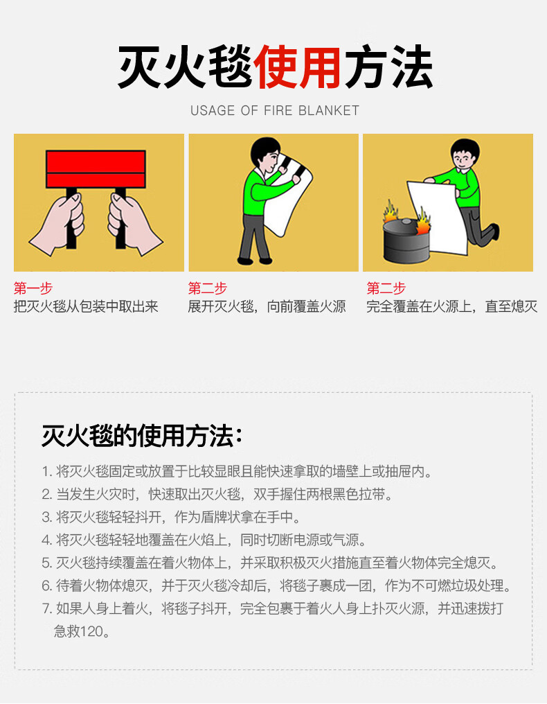 仓梵灭火毯家用消防认证厨房专用玻璃纤维布硅胶防火毯子商用火灾逃生
