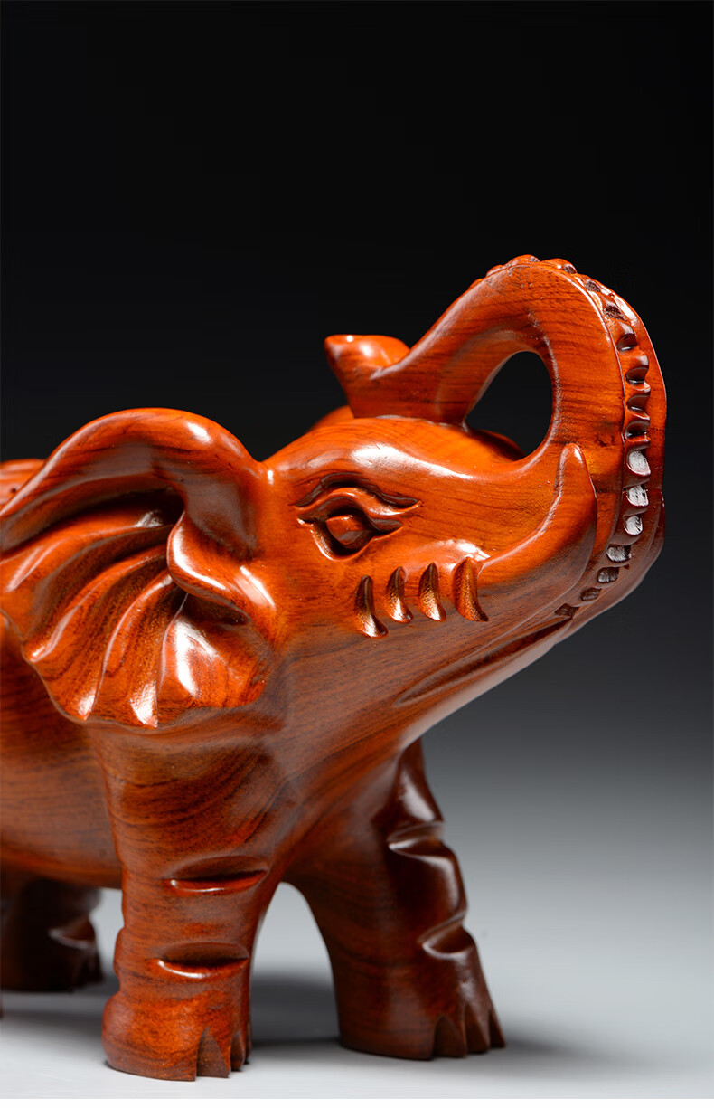 友漾花梨木雕大象摆件一对木质吸水象家居客厅装饰红木装饰工艺品送礼