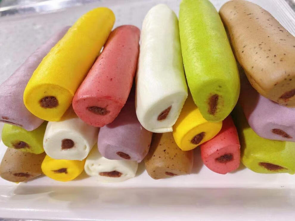 小拇指豆沙夹心小馒头500g果蔬早餐卡通包子面食果蔬手指馒头500g