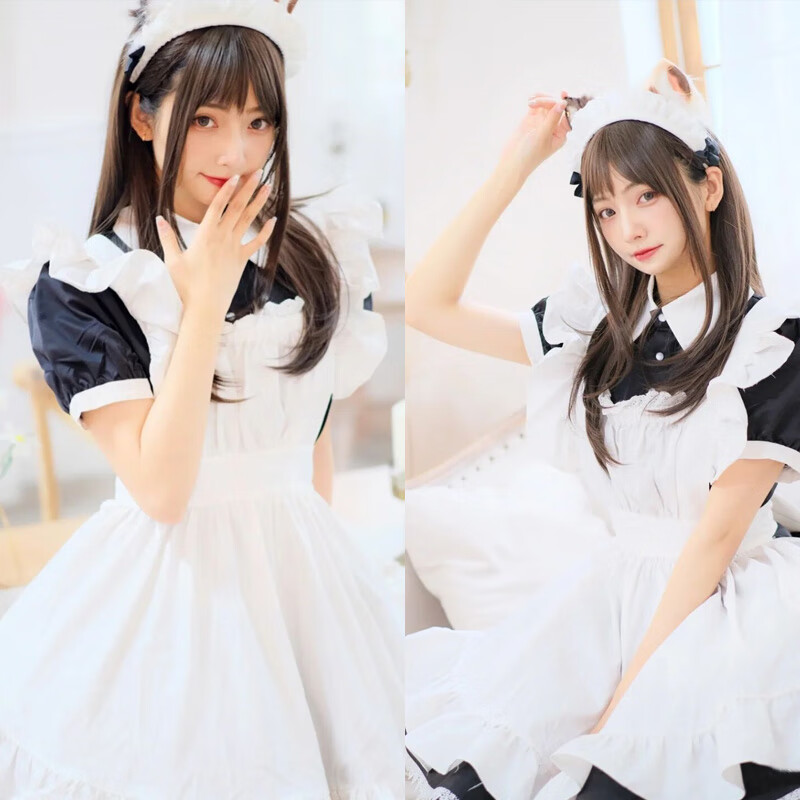 二次元可爱女佣女装大佬ita连衣裙女仆装套装洛丽塔cosply服装 短款