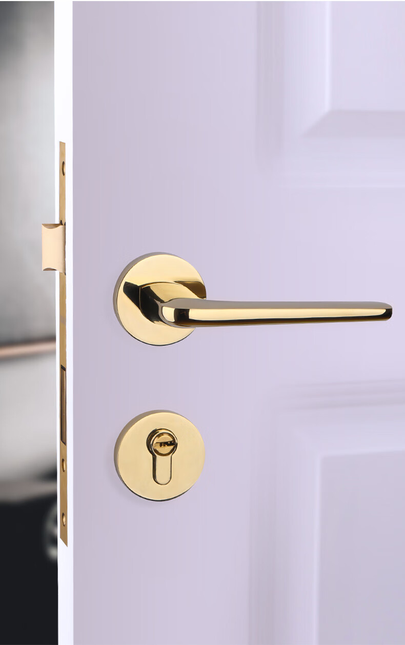 64轻奢卧室门把手美式法式复古轻奢通用室内房门卧室门静音金色门锁