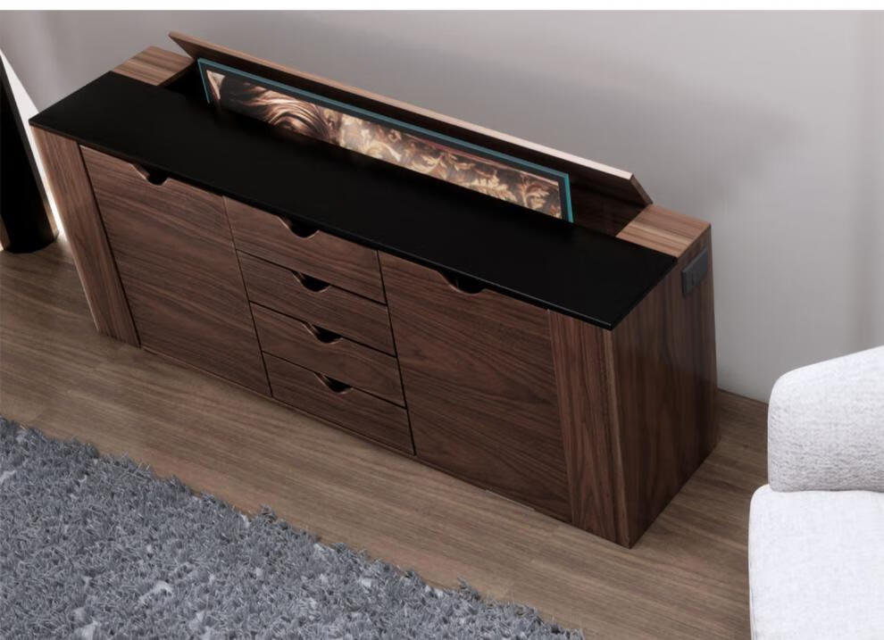 隐形升降电视柜升降电视柜智能苏明玉电动隐形大理石板组合多功能简约