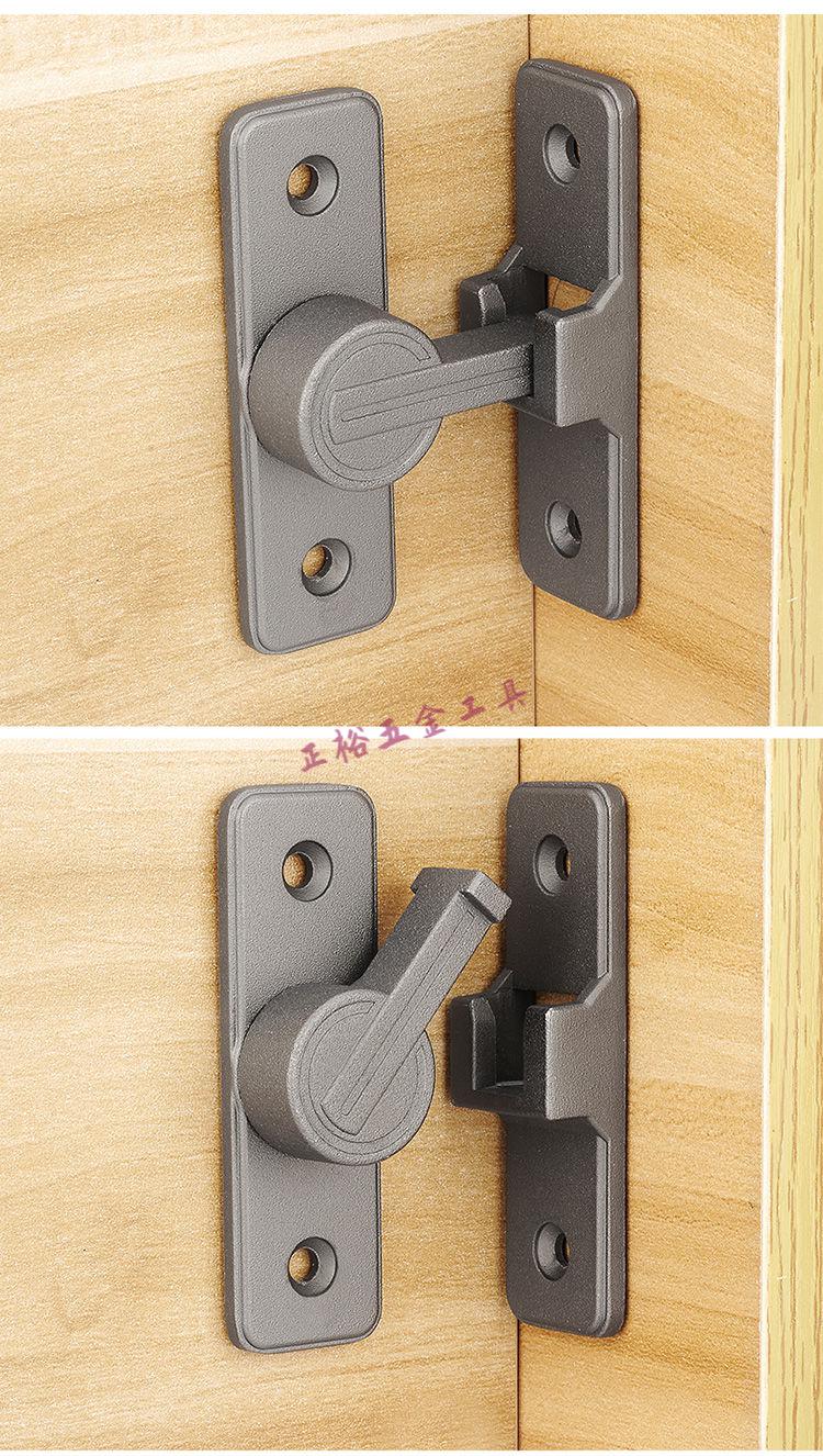 门栓插销门扣锁扣卡扣锁门打孔不锈钢推拉门固定器挂锁防盗砂银90度