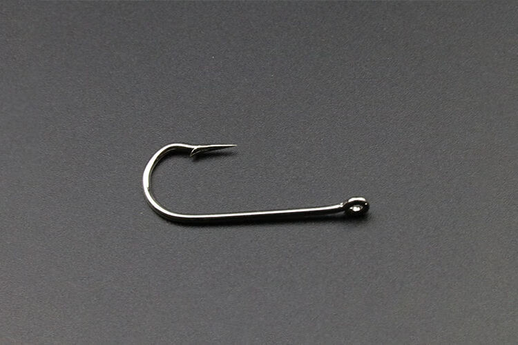 带孔海钓鱼钩带圈有刺长柄管付海钓黑鱼海鱼专用散装垂钓用品环钩50枚