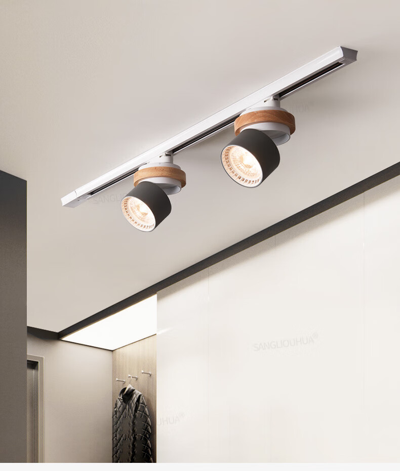 北欧轨道灯led射灯滑轨筒灯客厅背景墙衣帽间服装店饭店餐厅灯具绿色2